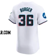 Jake Burger Men's Miami Marlins White Elite Home Patch Jersey