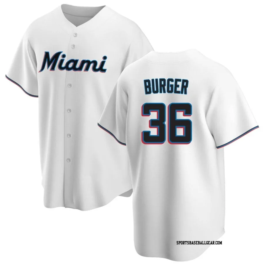 Jake Burger Men's Miami Marlins White Replica Home Jersey