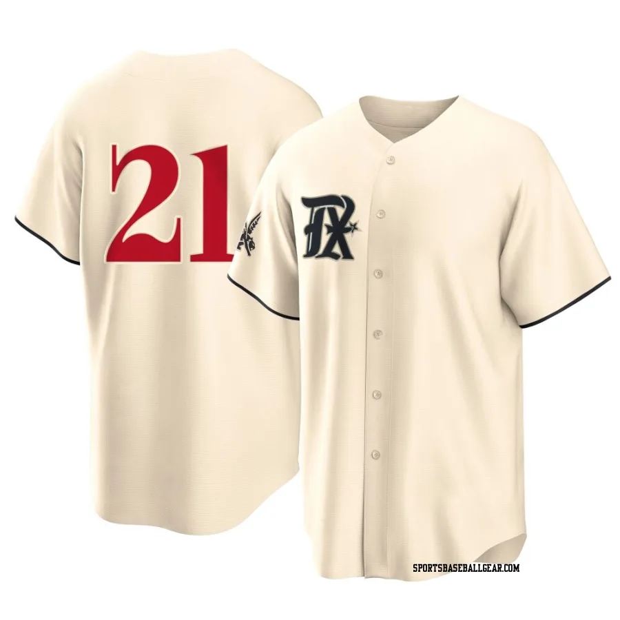 Jake Burger Men's Texas Rangers Cream Replica 2023 City Connect Jersey