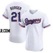 Jake Burger Men's Texas Rangers Gold Elite White 2024 Collection Jersey