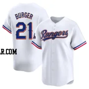 Jake Burger Men's Texas Rangers Gold Limited White 2024 Collection Jersey