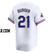 Jake Burger Men's Texas Rangers Gold Limited White 2024 Collection Jersey