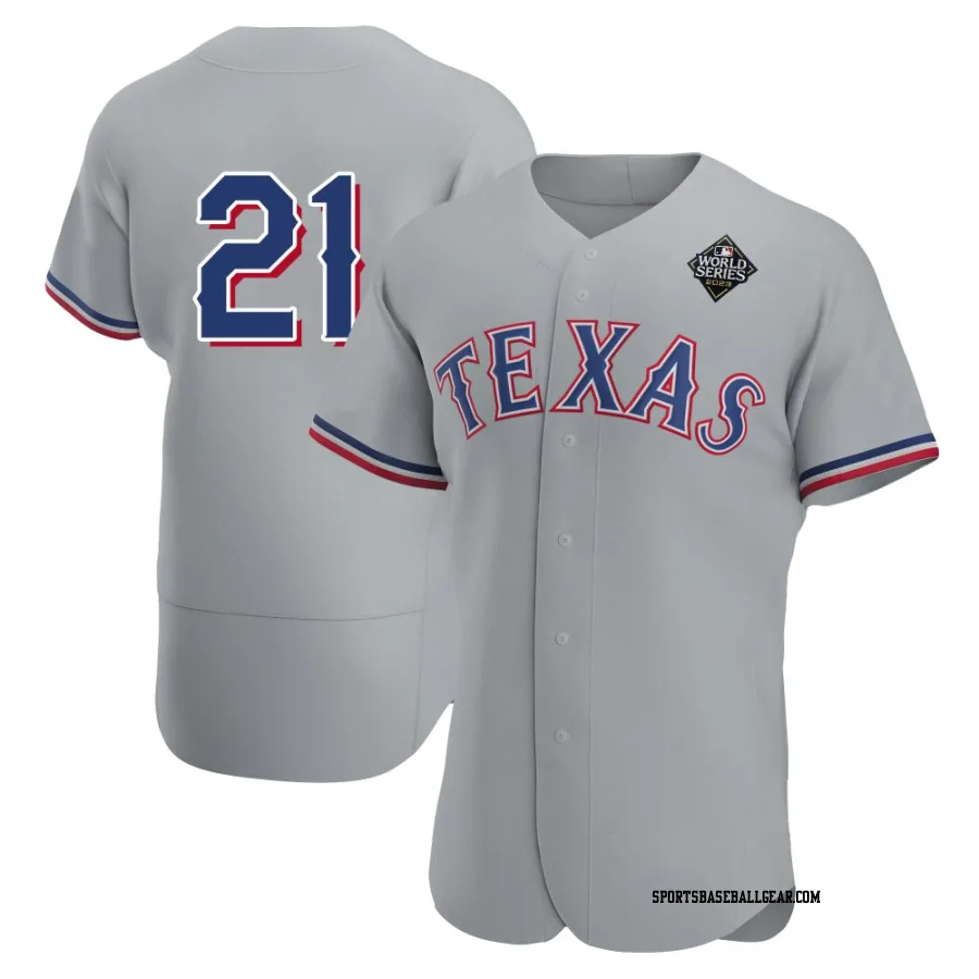 Jake Burger Men's Texas Rangers Gray Authentic Road 2023 World Series Jersey