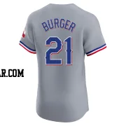 Jake Burger Men's Texas Rangers Gray Elite Road Jersey