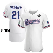 Jake Burger Men's Texas Rangers White Authentic Home 2023 World Series Jersey