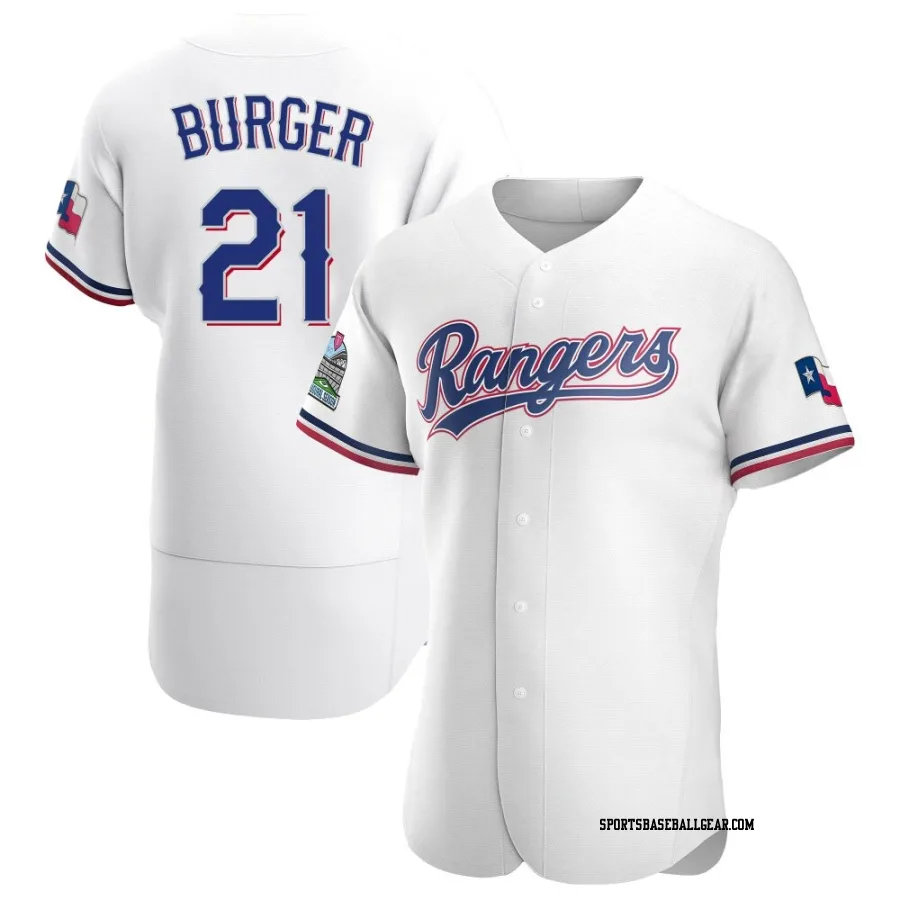 Jake Burger Men's Texas Rangers White Authentic Home Jersey