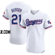 Jake Burger Men's Texas Rangers White Elite Home Jersey