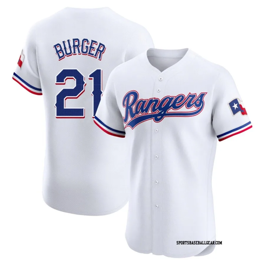 Jake Burger Men's Texas Rangers White Elite Home Jersey