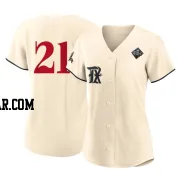 Jake Burger Women's Texas Rangers Cream Authentic 2023 City Connect 2023 World Series Jersey