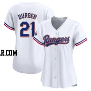 Jake Burger Women's Texas Rangers Gold Limited White 2024 Collection Jersey