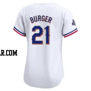 Jake Burger Women's Texas Rangers Gold Limited White 2024 Collection Jersey