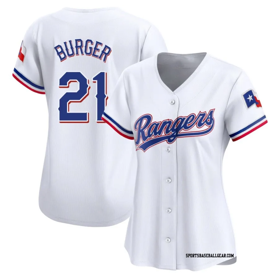 Jake Burger Women's Texas Rangers White Limited Home Jersey