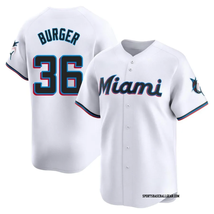 Jake Burger Youth Miami Marlins White Limited Home Jersey