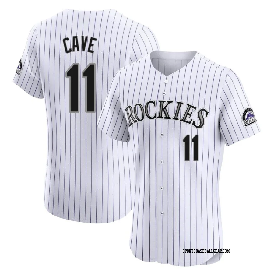 Jake Cave Men's Colorado Rockies White Elite Home Jersey