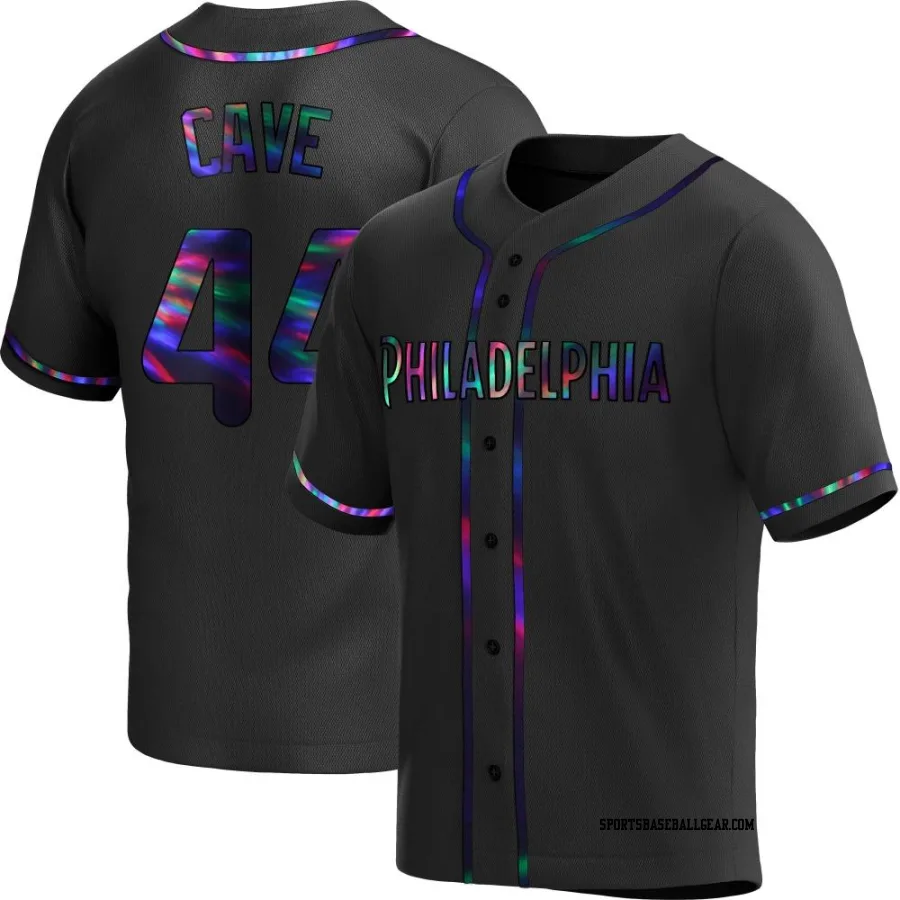 Jake Cave Men's Philadelphia Phillies Black Holographic Replica Alternate Jersey