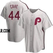 Jake Cave Men's Philadelphia Phillies White Replica Home Cooperstown Collection Jersey