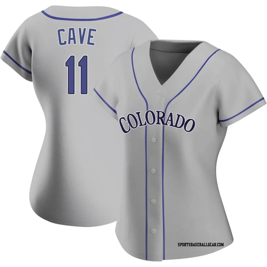 Jake Cave Women's Colorado Rockies Gray Authentic Road Jersey