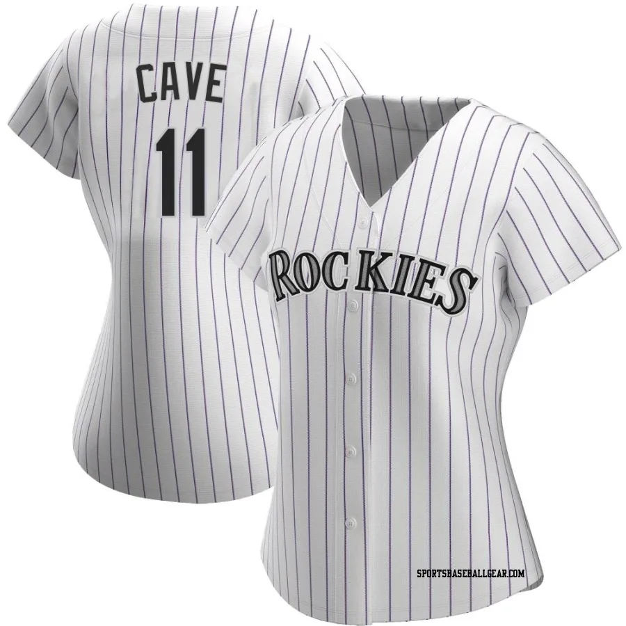 Jake Cave Women's Colorado Rockies White Authentic Home Jersey