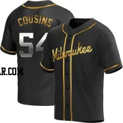 Jake Cousins Men's Milwaukee Brewers Black Golden Replica Alternate Jersey