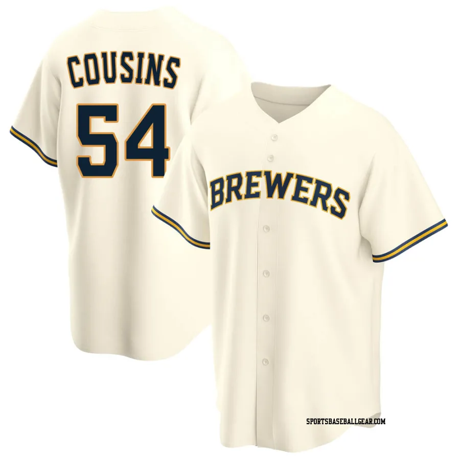 Jake Cousins Men's Milwaukee Brewers Cream Replica Home Jersey