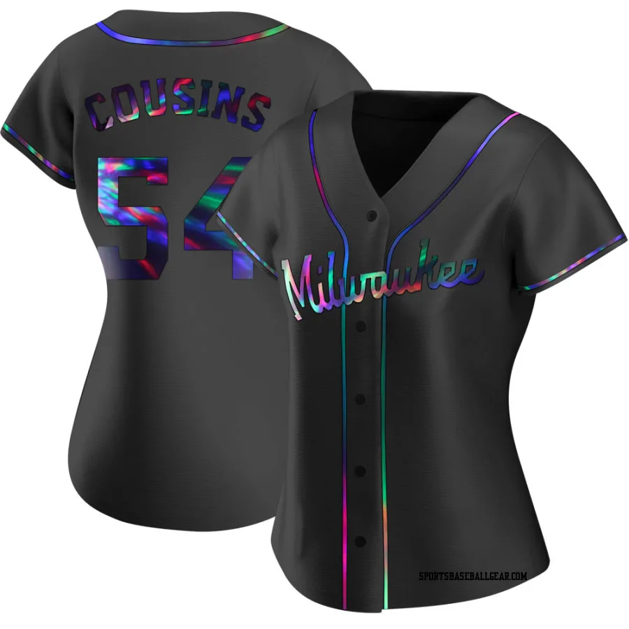 Jake Cousins Women's Milwaukee Brewers Black Holographic Replica Alternate Jersey