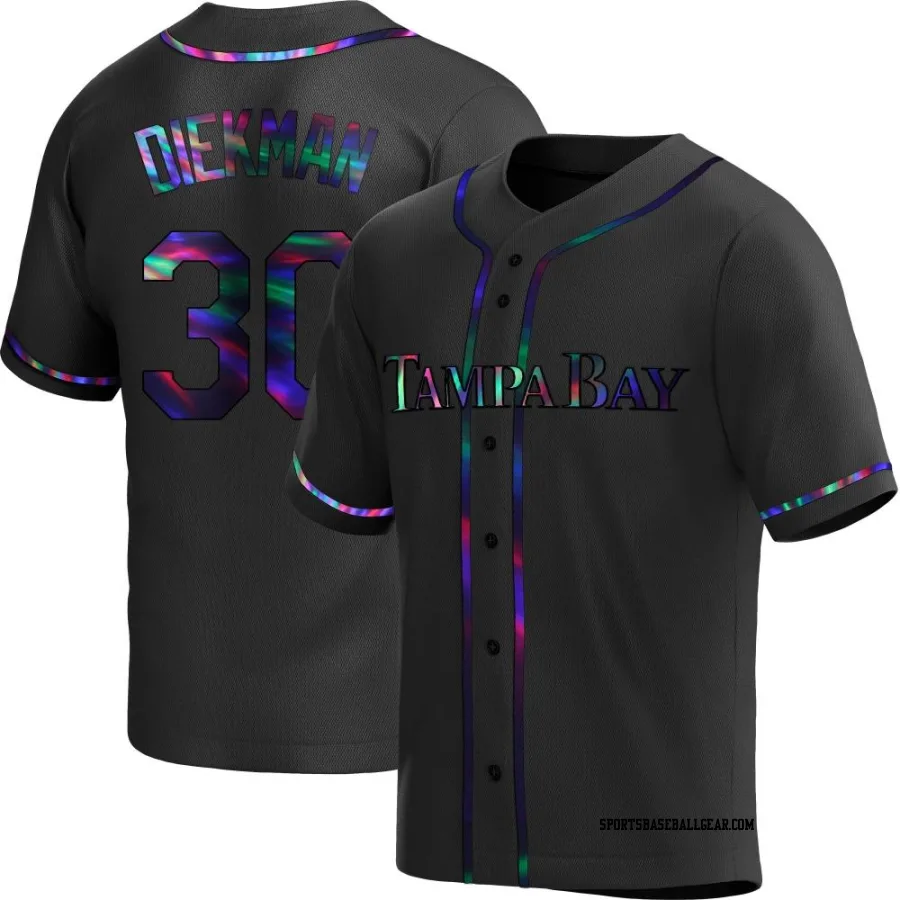 Jake Diekman Youth Tampa Bay Rays Black Holographic Replica Alternate Jersey