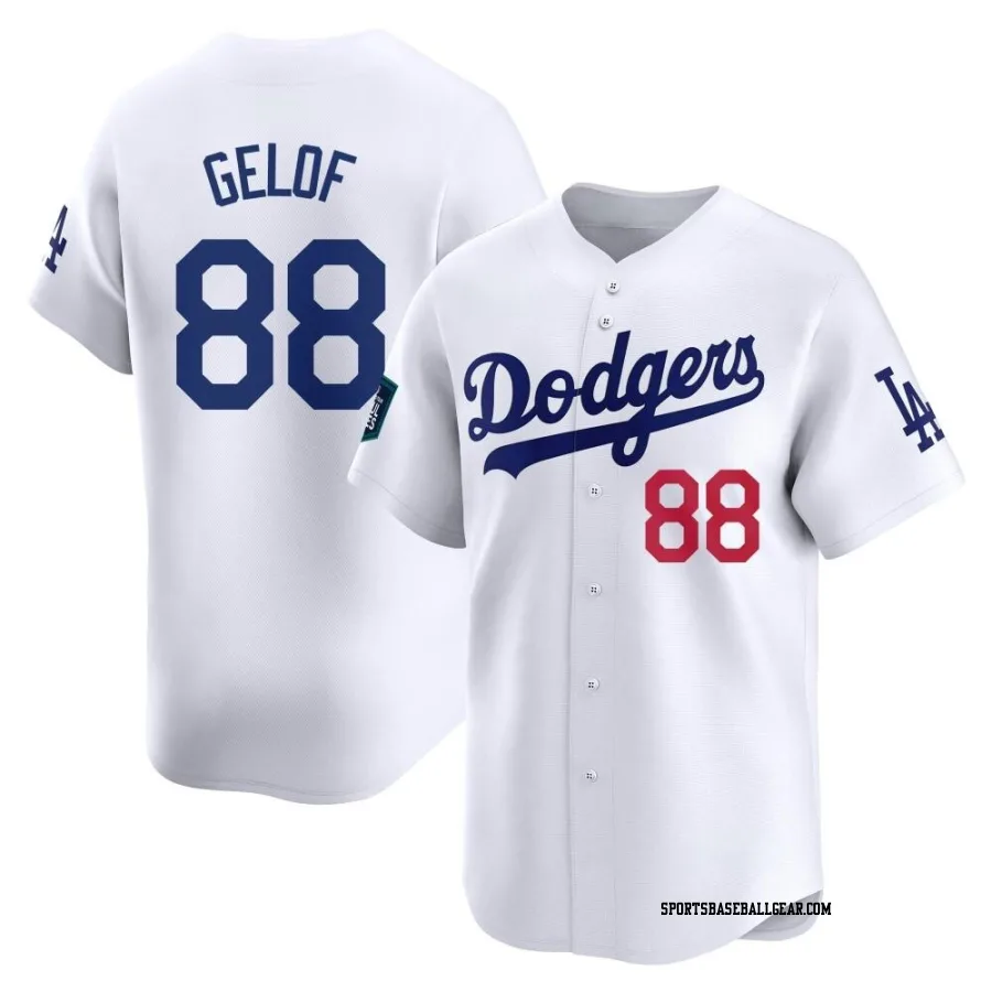 Jake Gelof Men's Los Angeles Dodgers White Limited 2024 World Tour Seoul Series Home Jersey