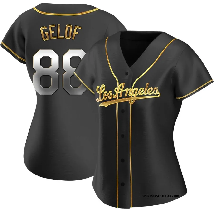 Jake Gelof Women's Los Angeles Dodgers Black Golden Replica Alternate Jersey