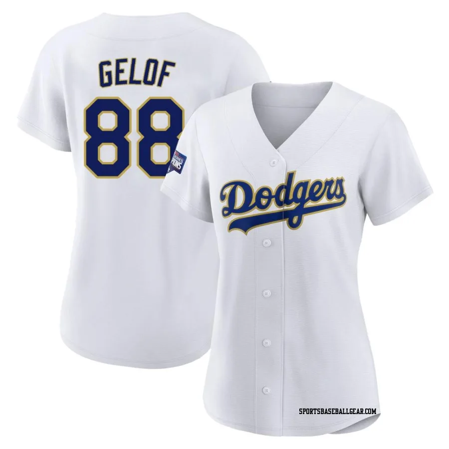 Jake Gelof Women's Los Angeles Dodgers White/Gold Replica 2021 Gold Program Player Jersey