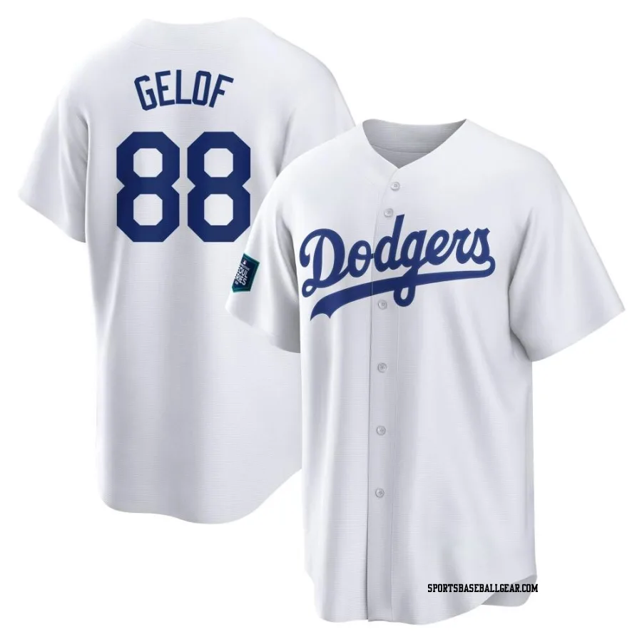 Jake Gelof Youth Los Angeles Dodgers White Replica 2024 World Tour Seoul Series Home Jersey