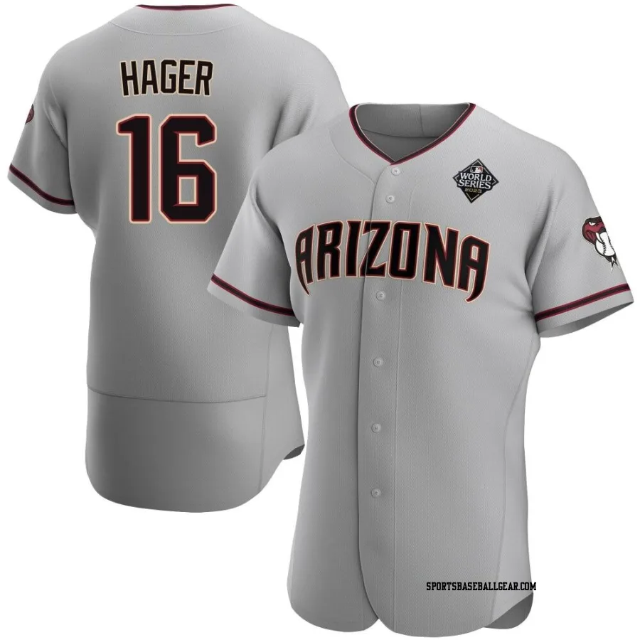 Jake Hager Men's Arizona Diamondbacks Gray Authentic Road 2023 World Series Jersey