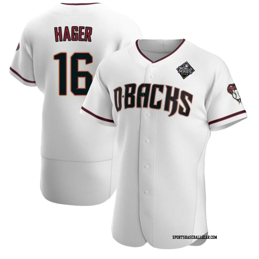 Jake Hager Men's Arizona Diamondbacks White Authentic Crimson Home 2023 World Series Jersey