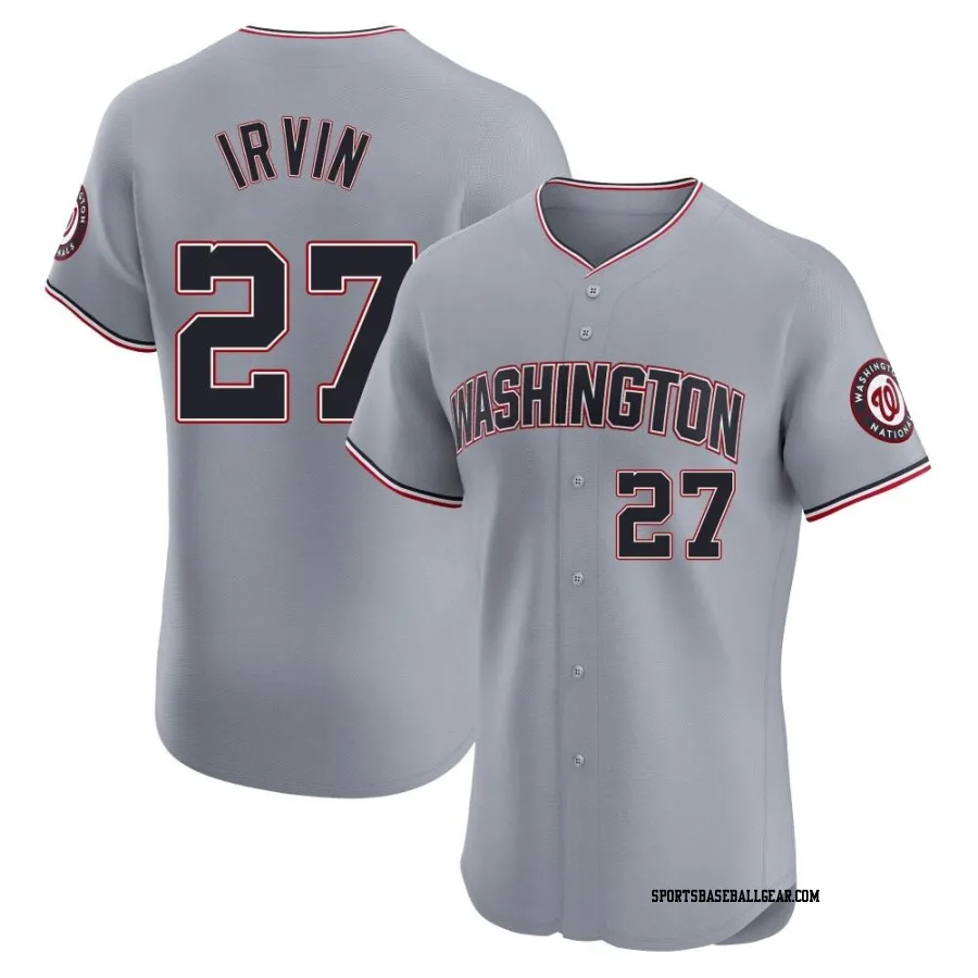 Jake Irvin Men's Washington Nationals Gray Elite Road Jersey