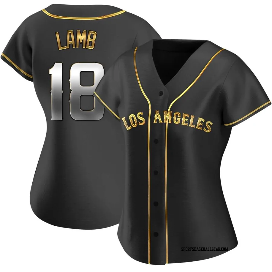 Jake Lamb Women's Los Angeles Angels Black Golden Replica Alternate Jersey