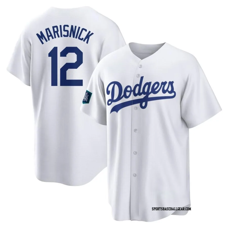 Jake Marisnick Youth Los Angeles Dodgers White Replica 2024 World Tour Seoul Series Home Jersey