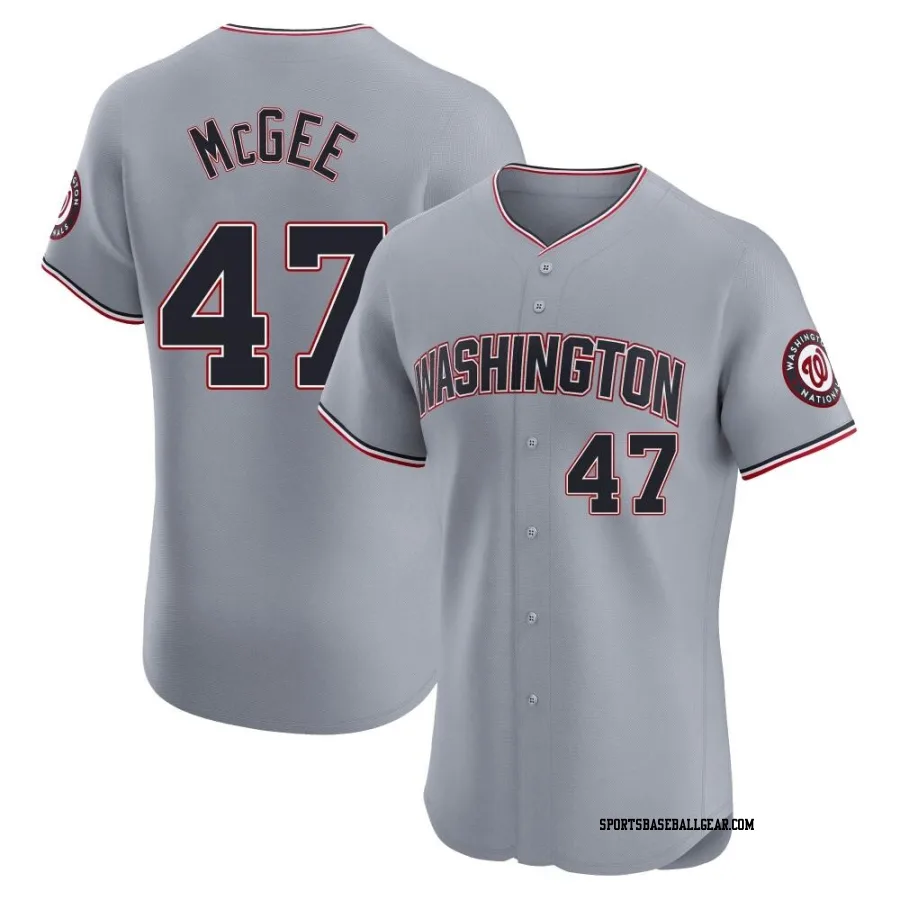 Jake McGee Men's Washington Nationals Gray Elite Road Jersey