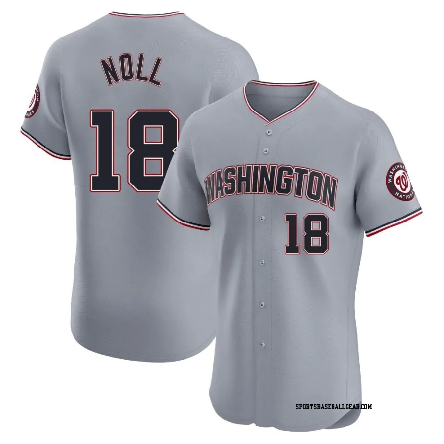 Jake Noll Men's Washington Nationals Gray Elite Road Jersey