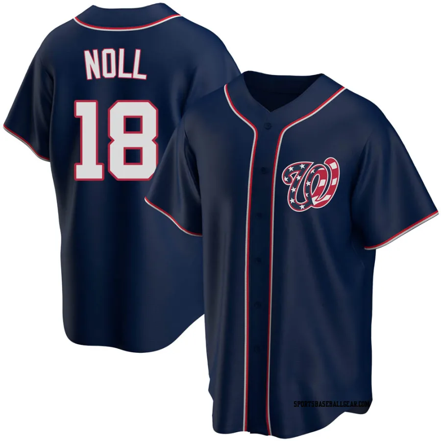 Jake Noll Men's Washington Nationals Navy Replica Alternate Team Jersey