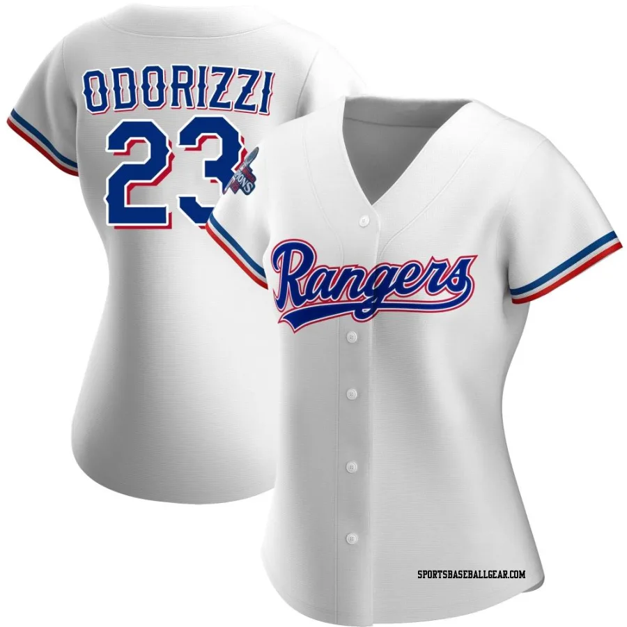 Jake Odorizzi Women's Texas Rangers White Replica Home 2023 World Series Champions Jersey