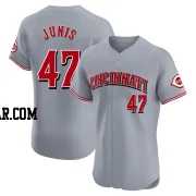 Jakob Junis Men's Cincinnati Reds Gray Elite Road Jersey