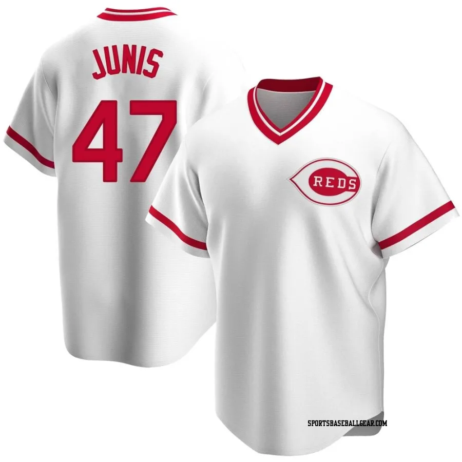 Jakob Junis Men's Cincinnati Reds White Replica Home Cooperstown Collection Jersey