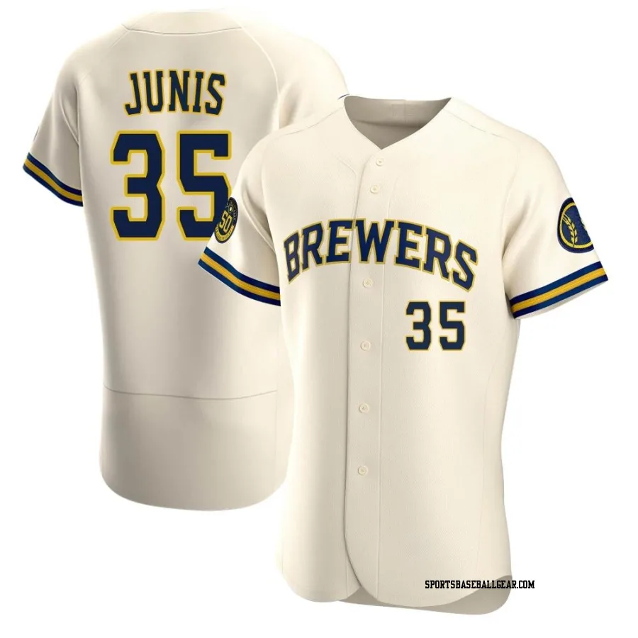 Jakob Junis Men's Milwaukee Brewers Cream Authentic Home Jersey