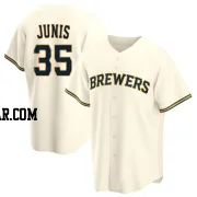 Jakob Junis Men's Milwaukee Brewers Cream Replica Home Jersey