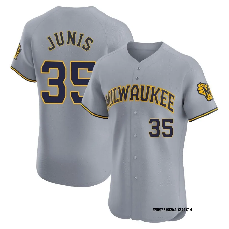 Jakob Junis Men's Milwaukee Brewers Gray Elite Road Jersey