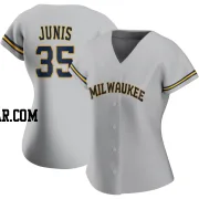 Jakob Junis Women's Milwaukee Brewers Gray Authentic Road Jersey