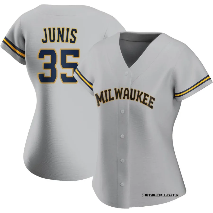 Jakob Junis Women's Milwaukee Brewers Gray Replica Road Jersey