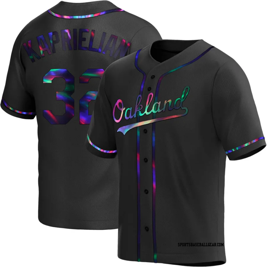 James Kaprielian Men's Oakland Athletics Black Holographic Replica Alternate Jersey