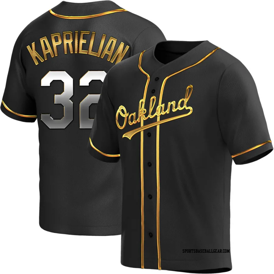 James Kaprielian Youth Oakland Athletics Black Golden Replica Alternate Jersey