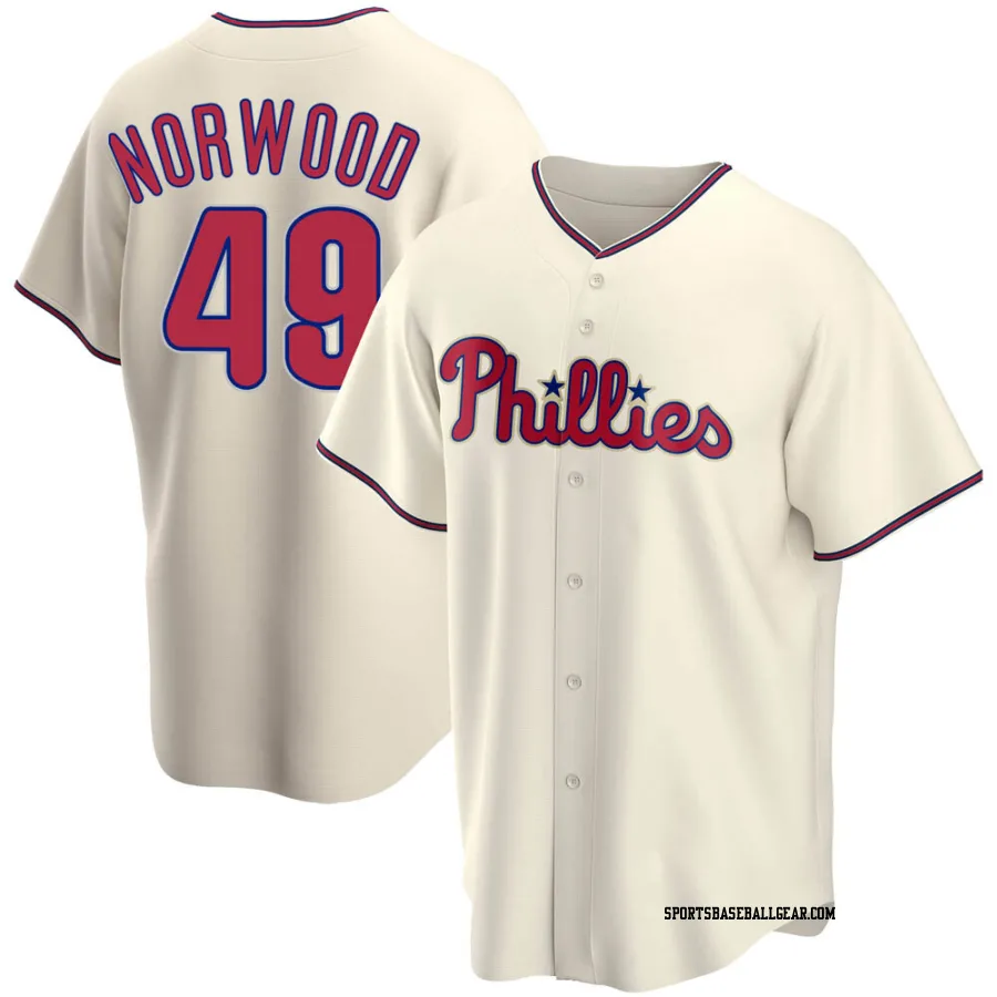 James Norwood Men's Philadelphia Phillies Cream Replica Alternate Jersey