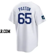 James Paxton Men's Los Angeles Dodgers White Replica 2024 World Tour Seoul Series Home Jersey